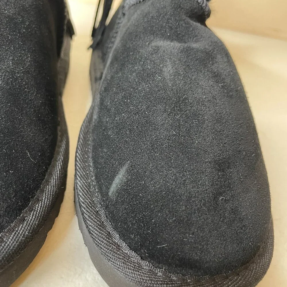 Morgan Taylor Women’s Black Leather Faux Fur Winter Booties Size 7